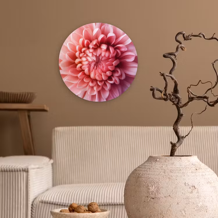 Muurcirkel - Dahlia - Bloem - Close up - Roze — 2