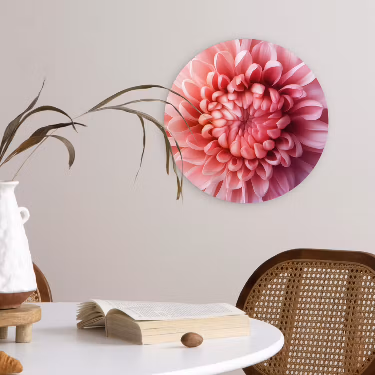Muurcirkel - Dahlia - Bloem - Close up - Roze — 4