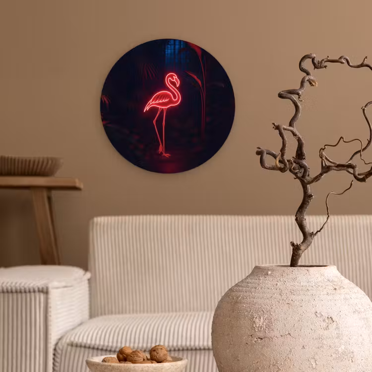 Muurcirkel - Flamingo - Roze - Neon - Licht — 2