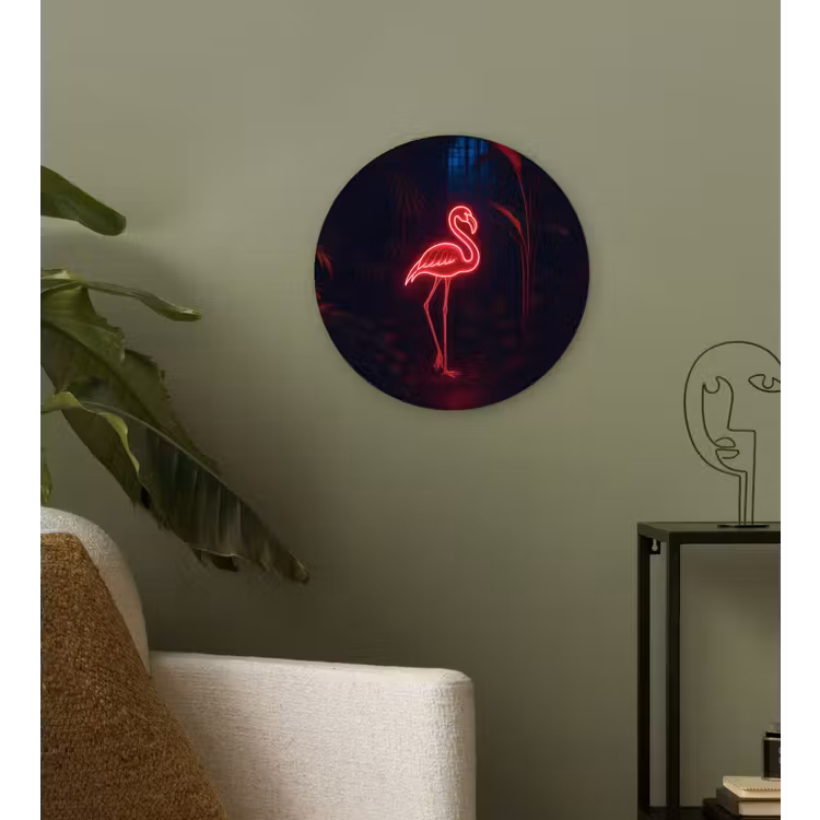 Muurcirkel - Flamingo - Roze - Neon - Licht — 3