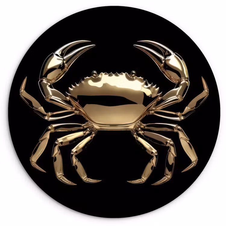 Muurcirkel - Goud - Krab - Dieren - Zwart — 1