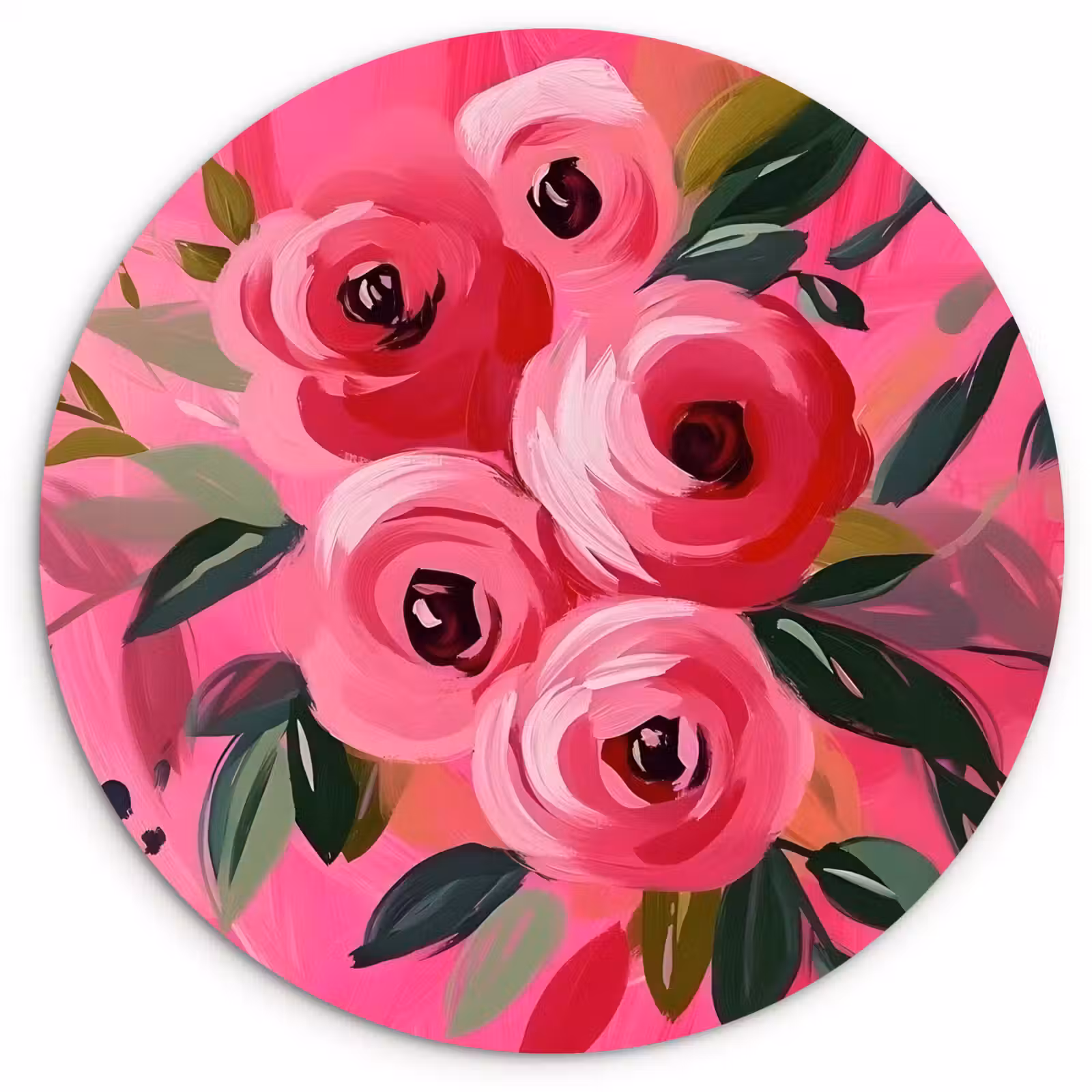 Muurcirkel - Bloemen - Verf - Roze — 1