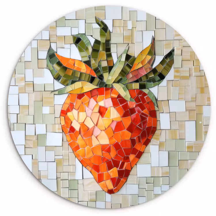 Muurcirkel - Aardbei - Rood - Mozaïek - Fruit — 1