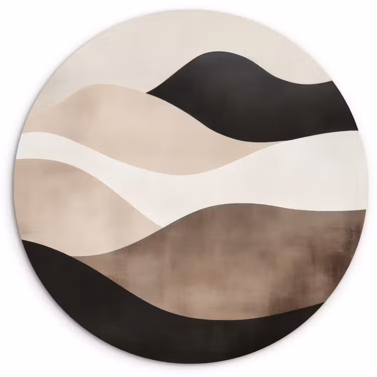 Muurcirkel - Abstract - Landschap - Golven - Crèmekleur — 1