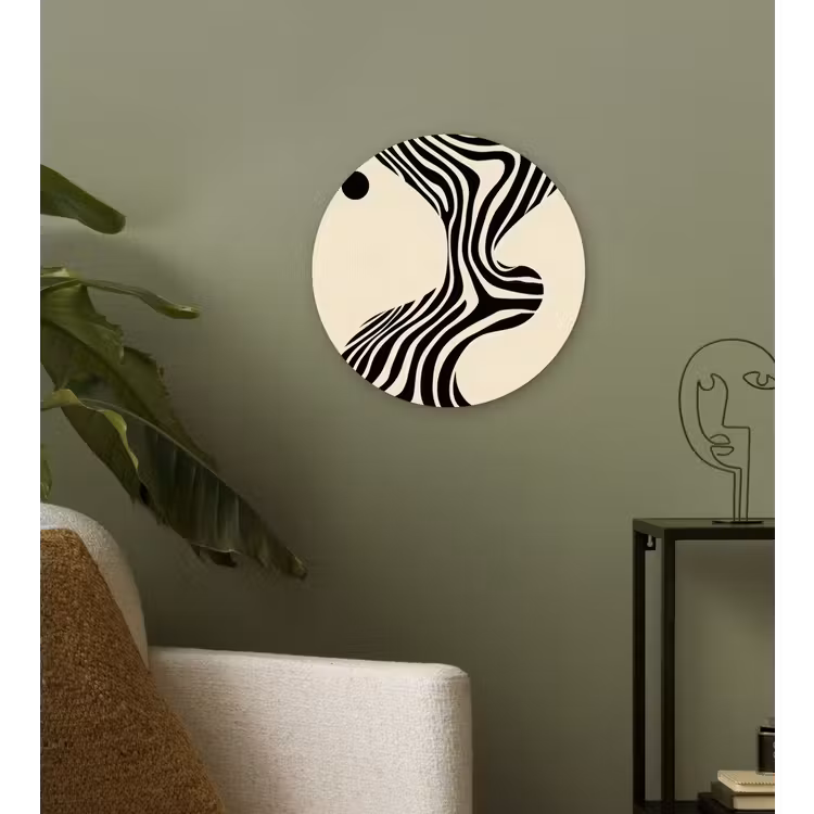 Muurcirkel - Beige - Lijnen - Golvend - Abstract — 3