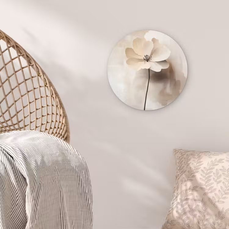 Muurcirkel - Bloem - Beige - Verf - Schaduw — 5