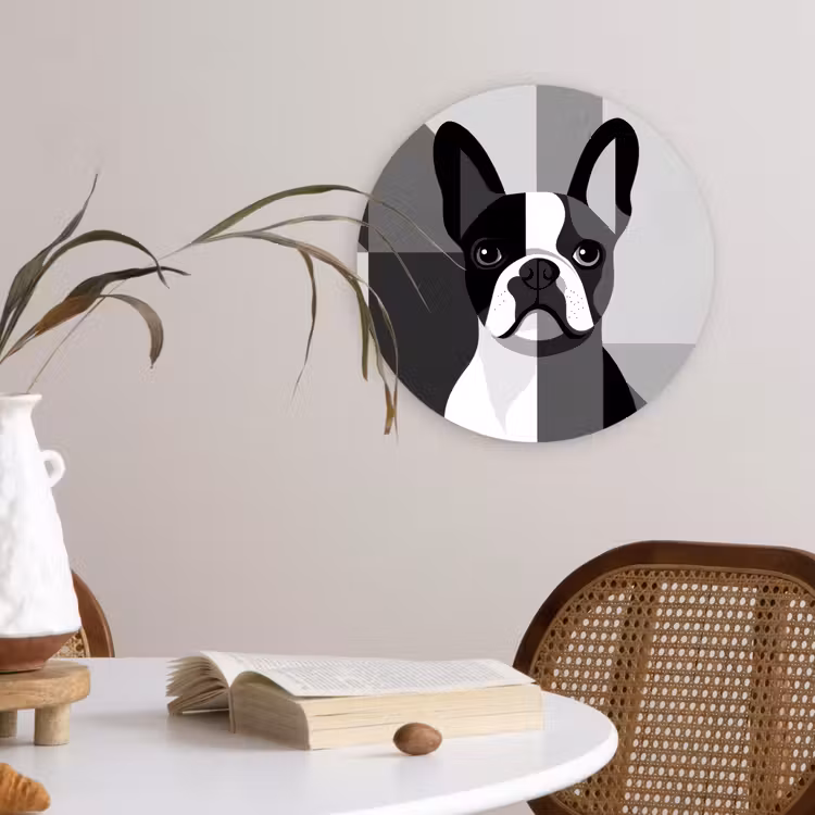 Muurcirkel - Buldog - Zwart - Abstract - Vlakken — 4