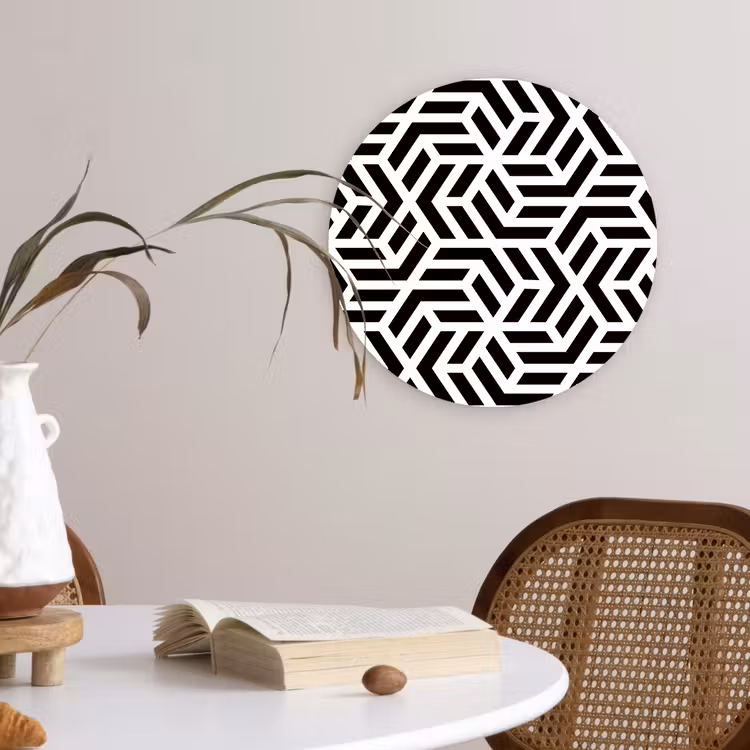 Muurcirkel - Design - Geometrie - Patroon - Zwart - Wit — 4