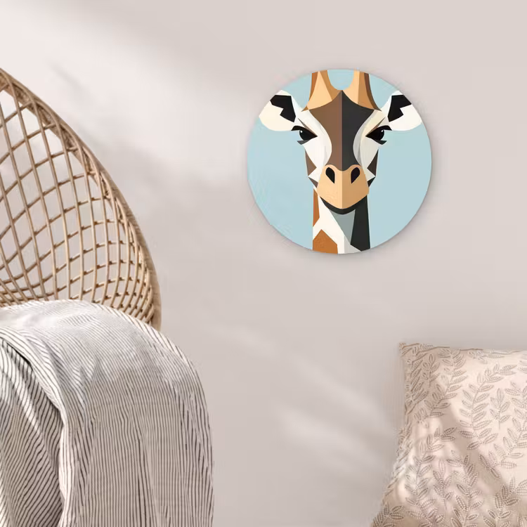 Muurcirkel - Giraffe - Illustratie - Bruin - Minimalistisch — 5