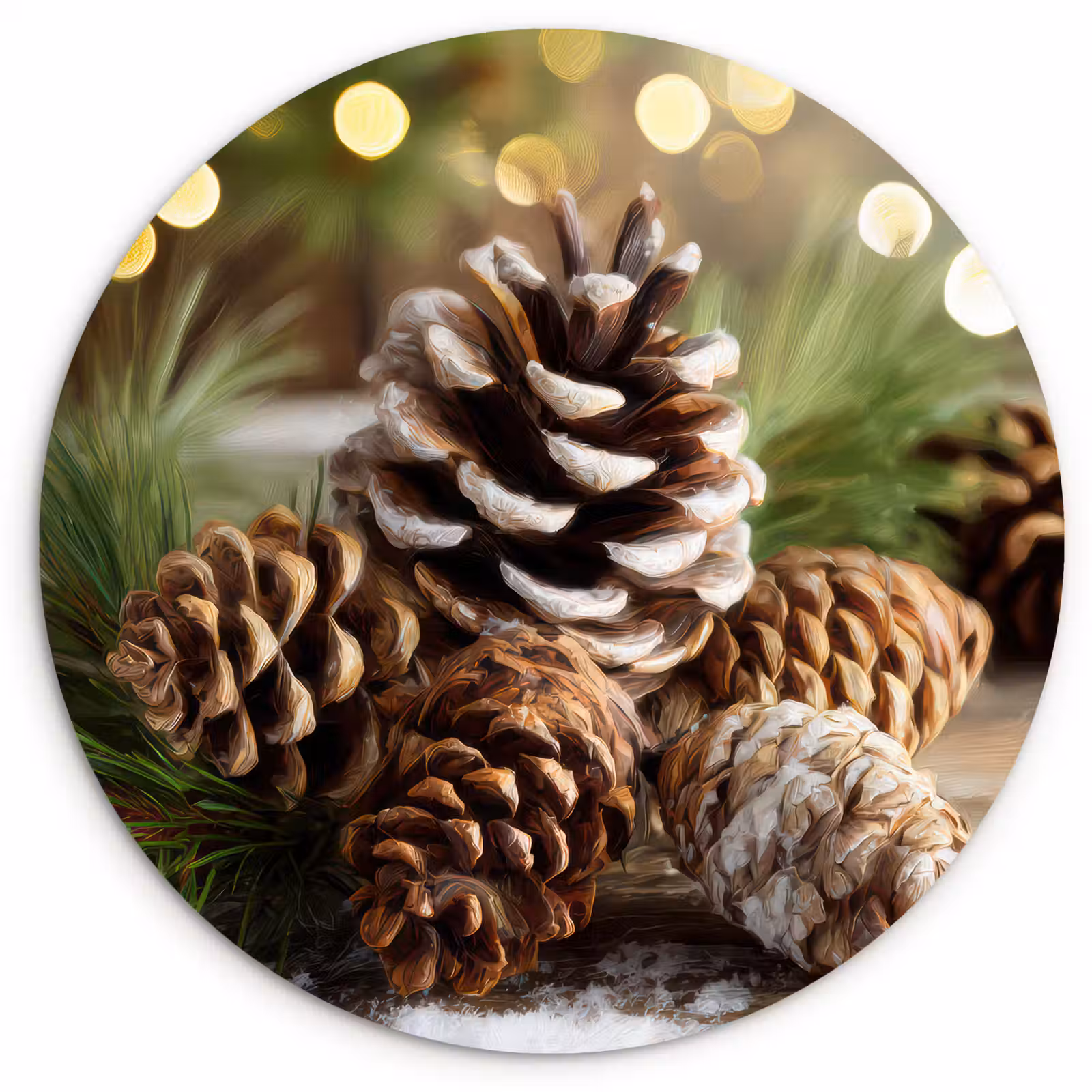 Muurcirkel - Dennenappels - Kerstsfeer - Bruin - Groen — 1