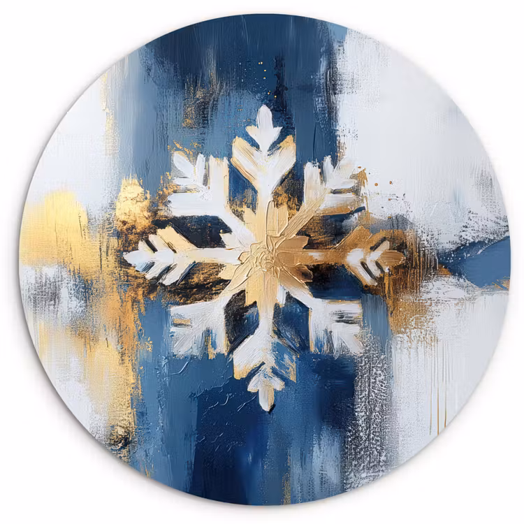 Muurcirkel - Abstract - Winter - Sneeuwvlok - Sneeuw - Goud — 1