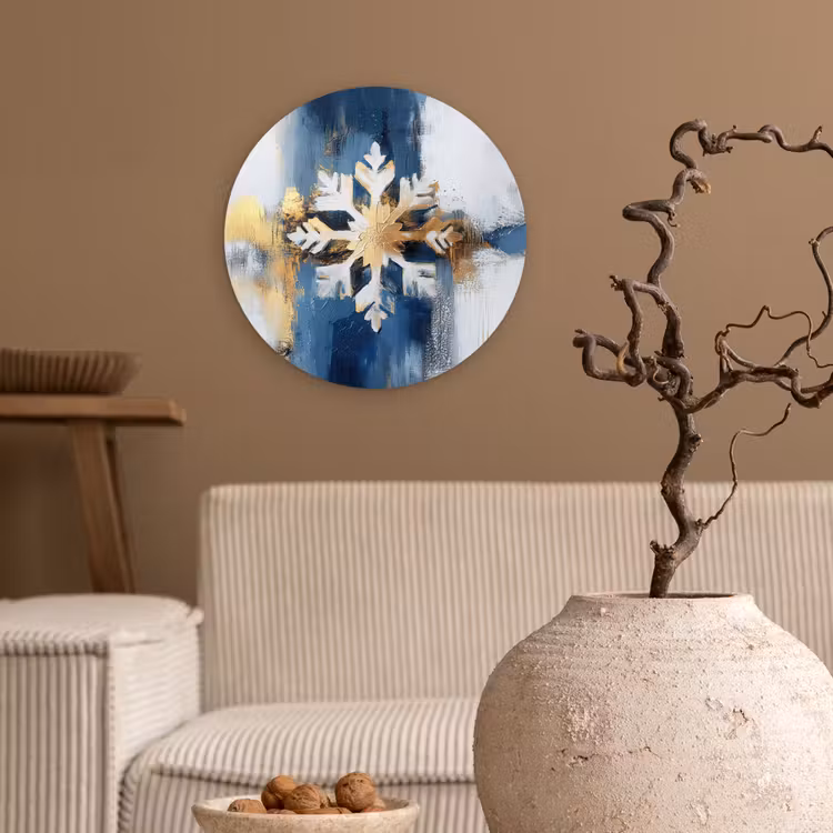Muurcirkel - Abstract - Winter - Sneeuwvlok - Sneeuw - Goud — 2