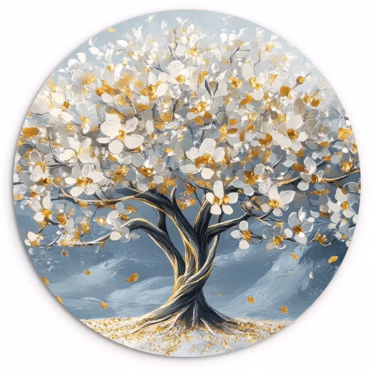 Muurcirkel - Boom - Winter - Levensboom - Modern - Goud — 1
