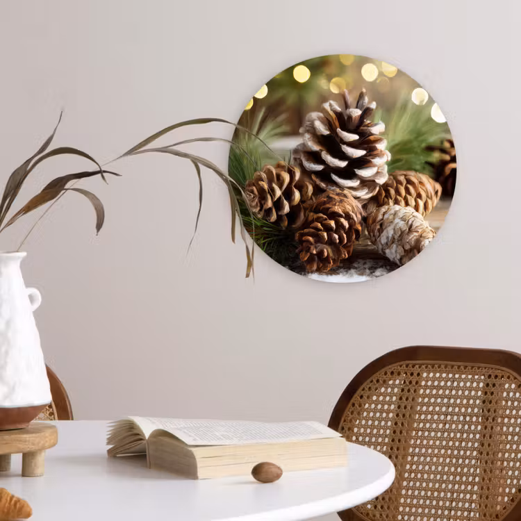 Muurcirkel - Dennenappels - Kerstsfeer - Bruin - Groen — 4