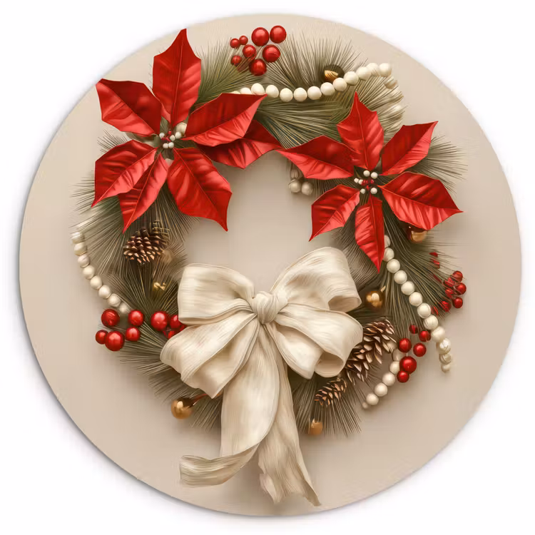Muurcirkel - Deurkrans - Strik - Kerst - Rood - Groen — 1
