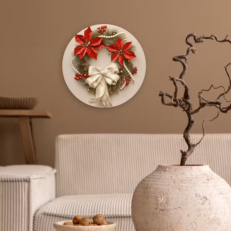 Muurcirkel - Deurkrans - Strik - Kerst - Rood - Groen — 2