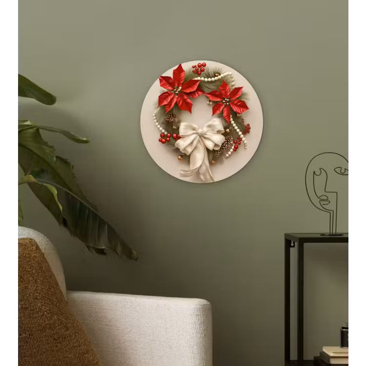 Muurcirkel - Deurkrans - Strik - Kerst - Rood - Groen — 3