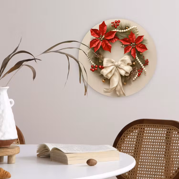 Muurcirkel - Deurkrans - Strik - Kerst - Rood - Groen — 4