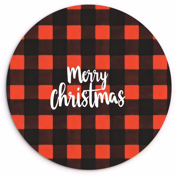 Muurcirkel - Geruit - Rood - Tekst - Christmas — 1
