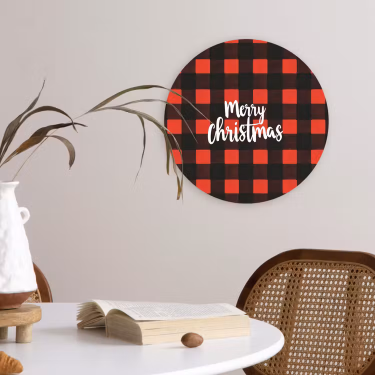 Muurcirkel - Geruit - Rood - Tekst - Christmas — 4