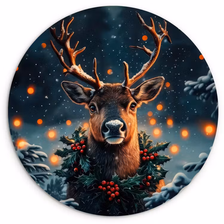 Muurcirkel - Hert - Kerst - Winter - Sneeuw - Kerstkrans — 1