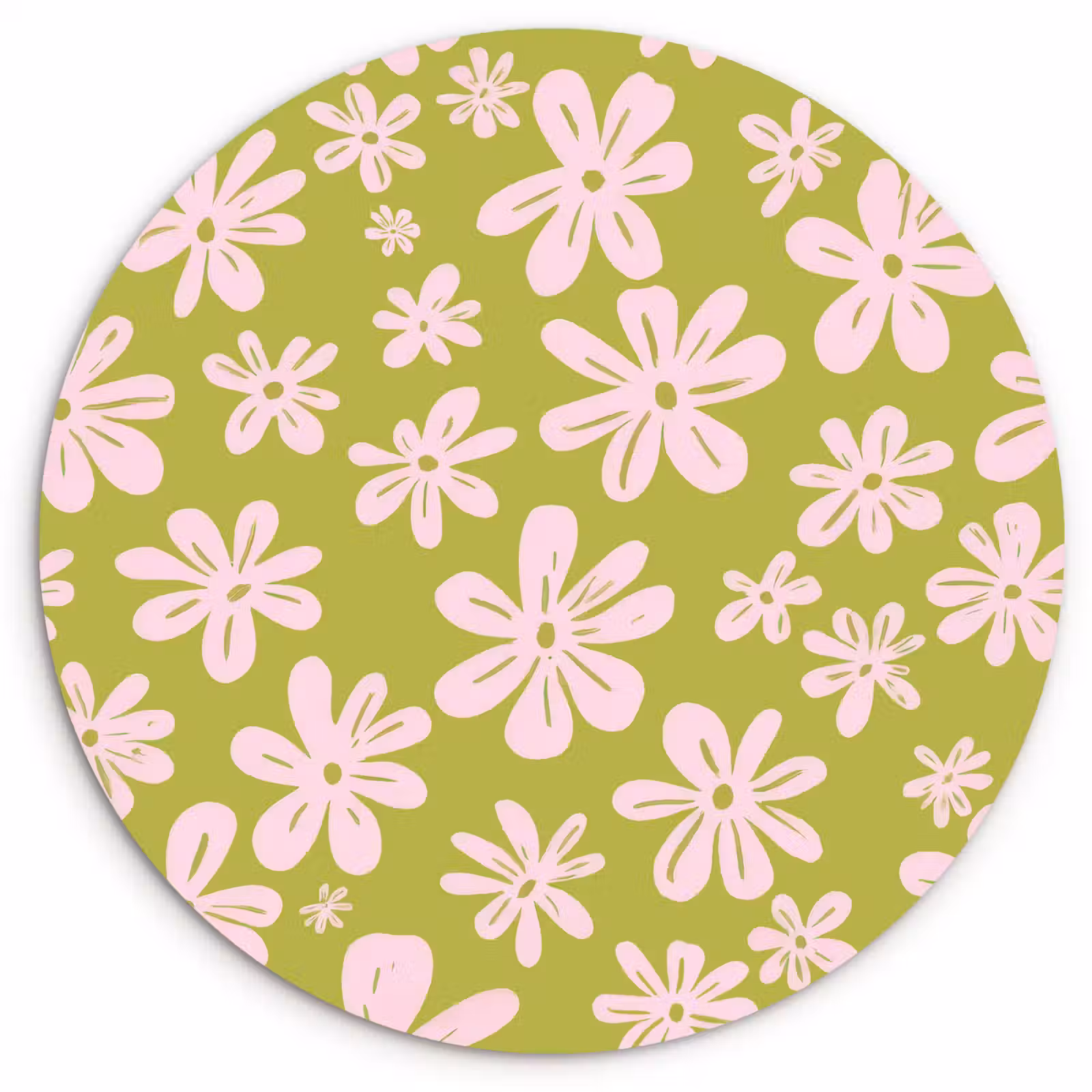 Muurcirkel - Bloemen - Roze - Getekend - Patroon — 1