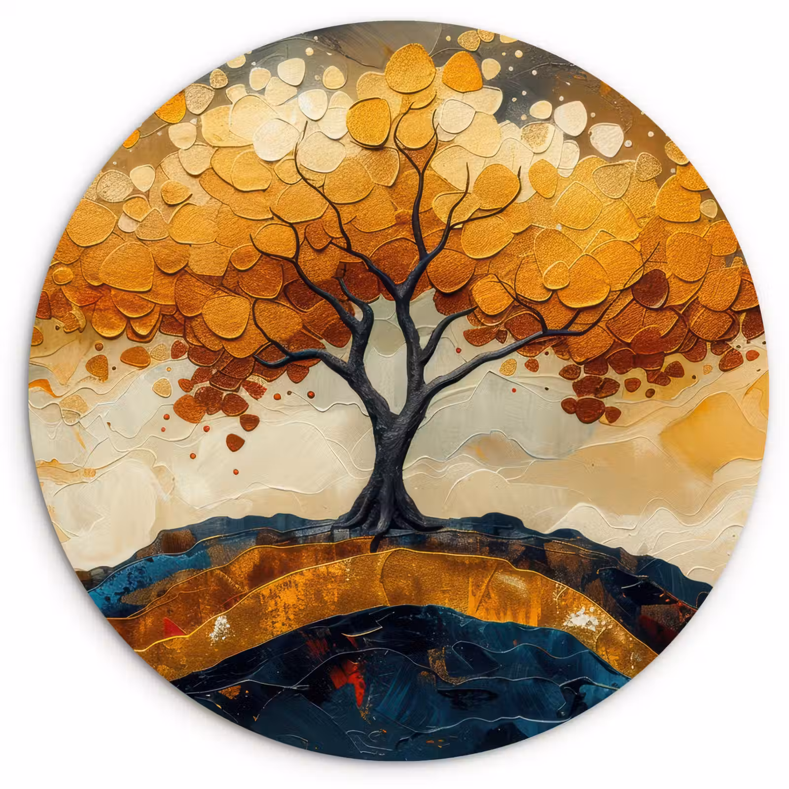 Muurcirkel - Boom - Natuur - Goud - Modern — 1