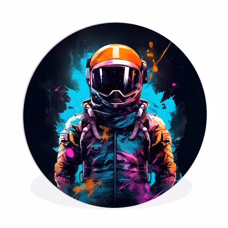 Muurcirkel - Astronaut - Neon - Gaming - Ruimte — 1