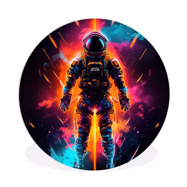 Muurcirkel - Astronaut - Neon - Gaming - Ruimte — 1