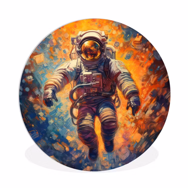 Muurcirkel - Astronaut - Neon - Oranje - Ruimte — 1