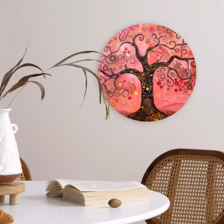 Muurcirkel - Boom - Levensboom - Roze - Goud — 4