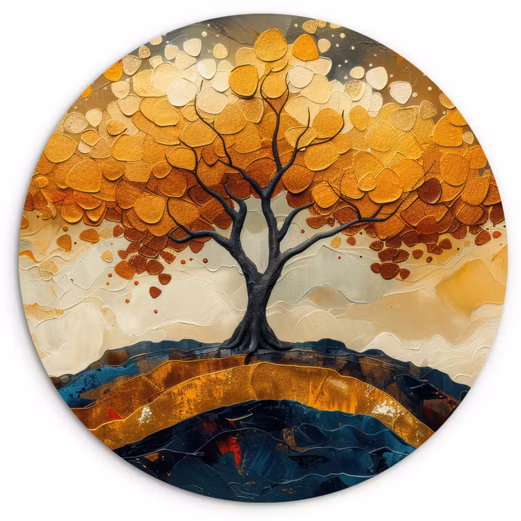 Muurcirkel - Boom - Natuur - Goud - Modern — 1
