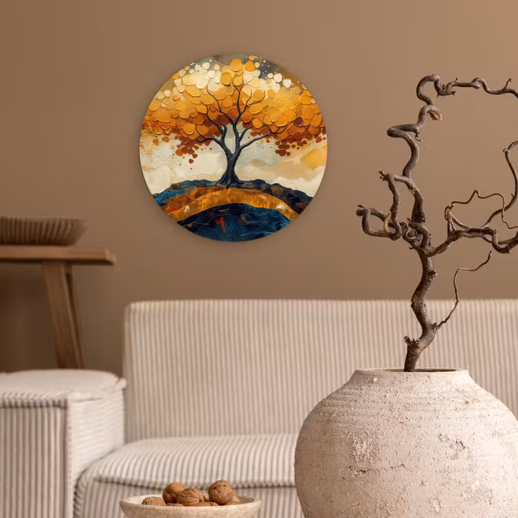 Muurcirkel - Boom - Natuur - Goud - Modern — 2