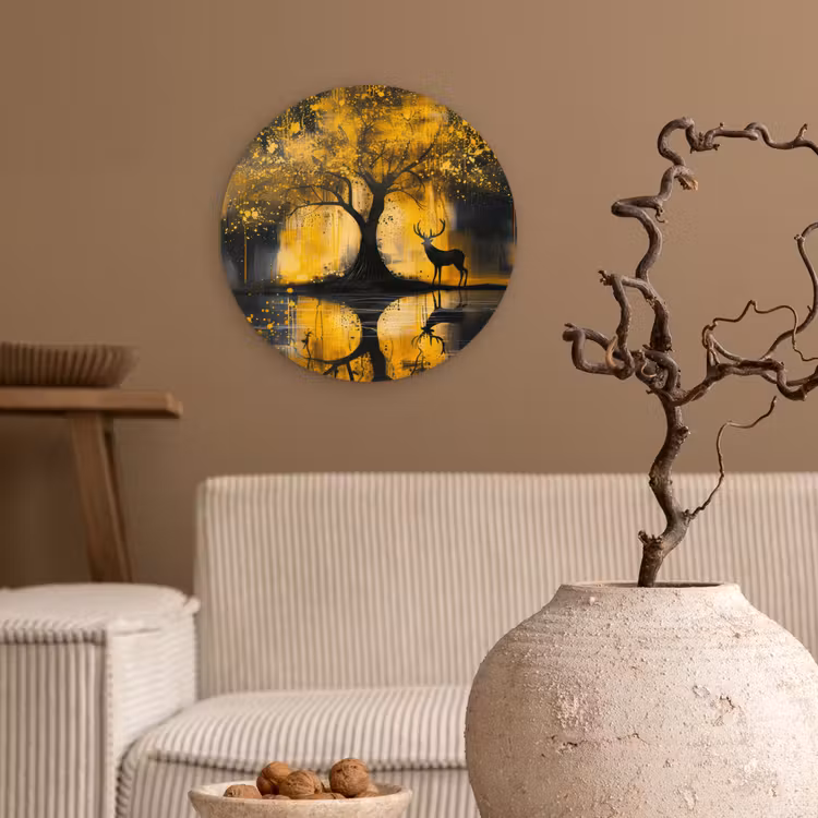 Muurcirkel - Boom - Verflook - Hert - Natuur - Goud — 2