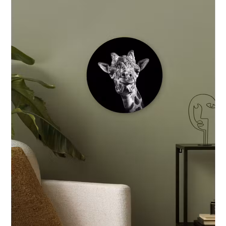 Muurcirkel - Giraffe - Dier - Zwart - Wit — 3