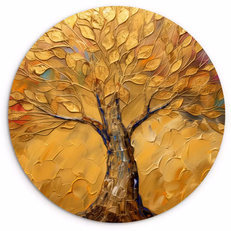 Muurcirkel - Goud - Boom - Abstract - Modern — 1