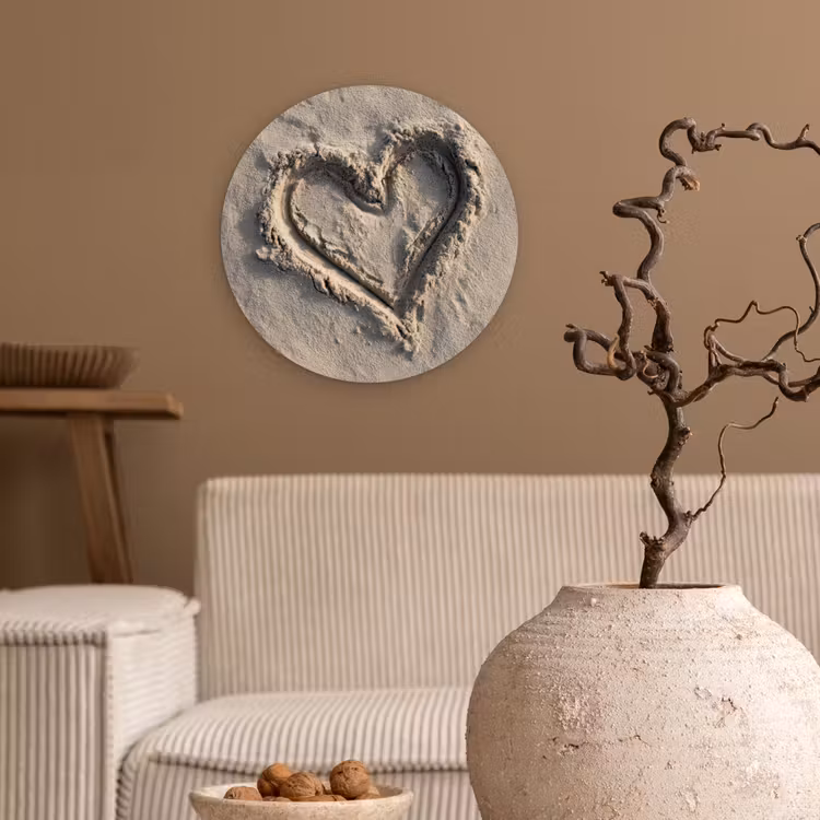 Muurcirkel - Hartvorm - Getekend - Beige - Zand — 2