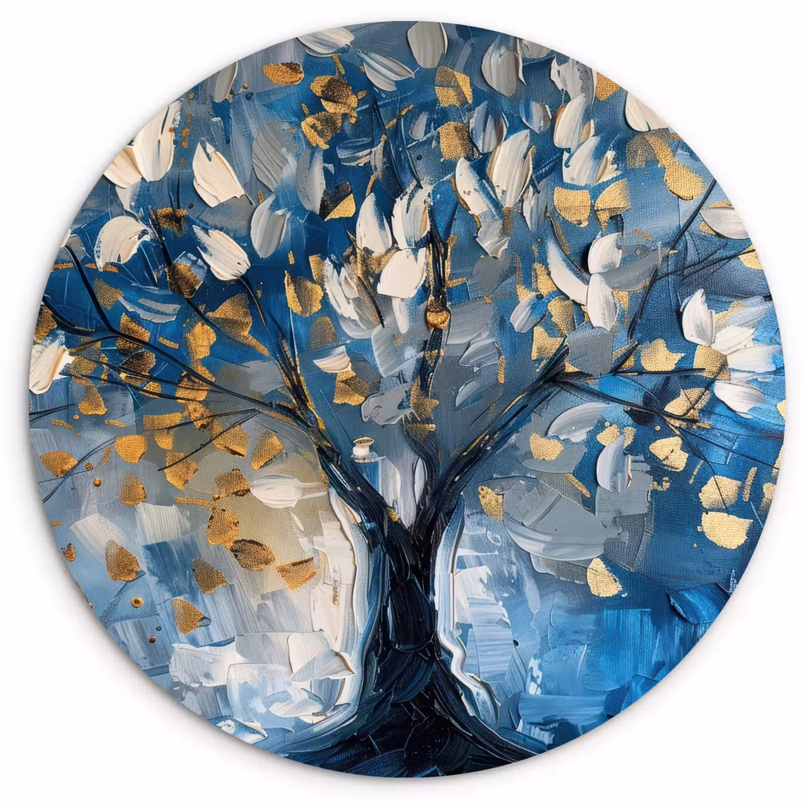 Muurcirkel - Boom - Blauw - Goud - Abstract — 1