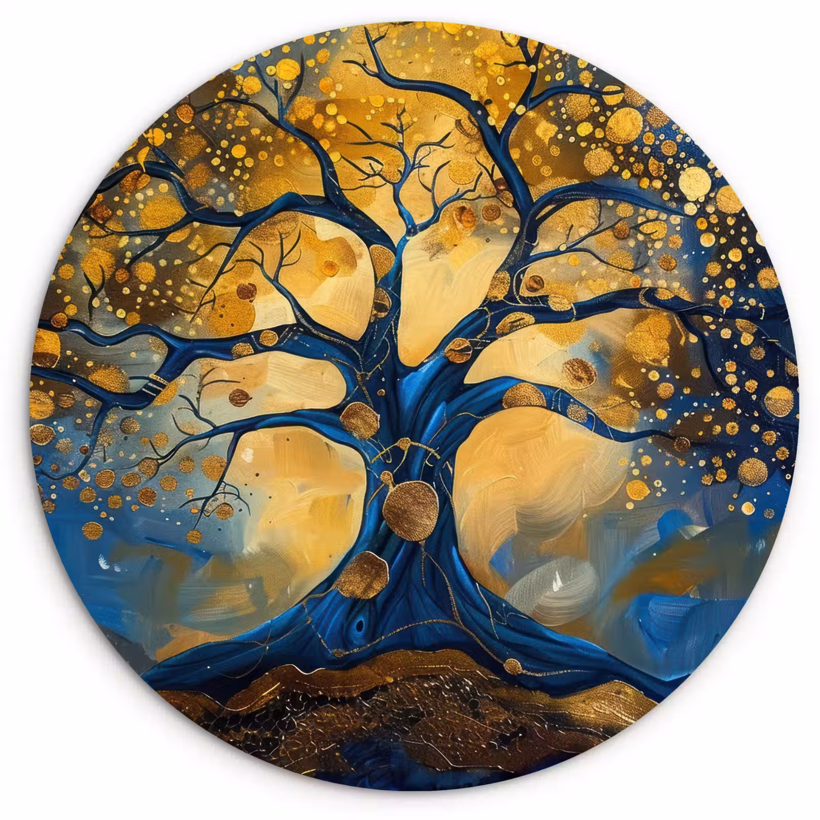 Muurcirkel - Boom - Levensboom - Blauw - Goud — 1
