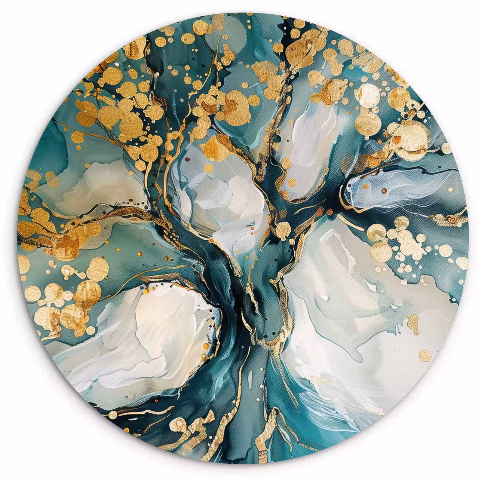Muurcirkel - Boom - Modern - Verflook - Turquoise - Goud — 1