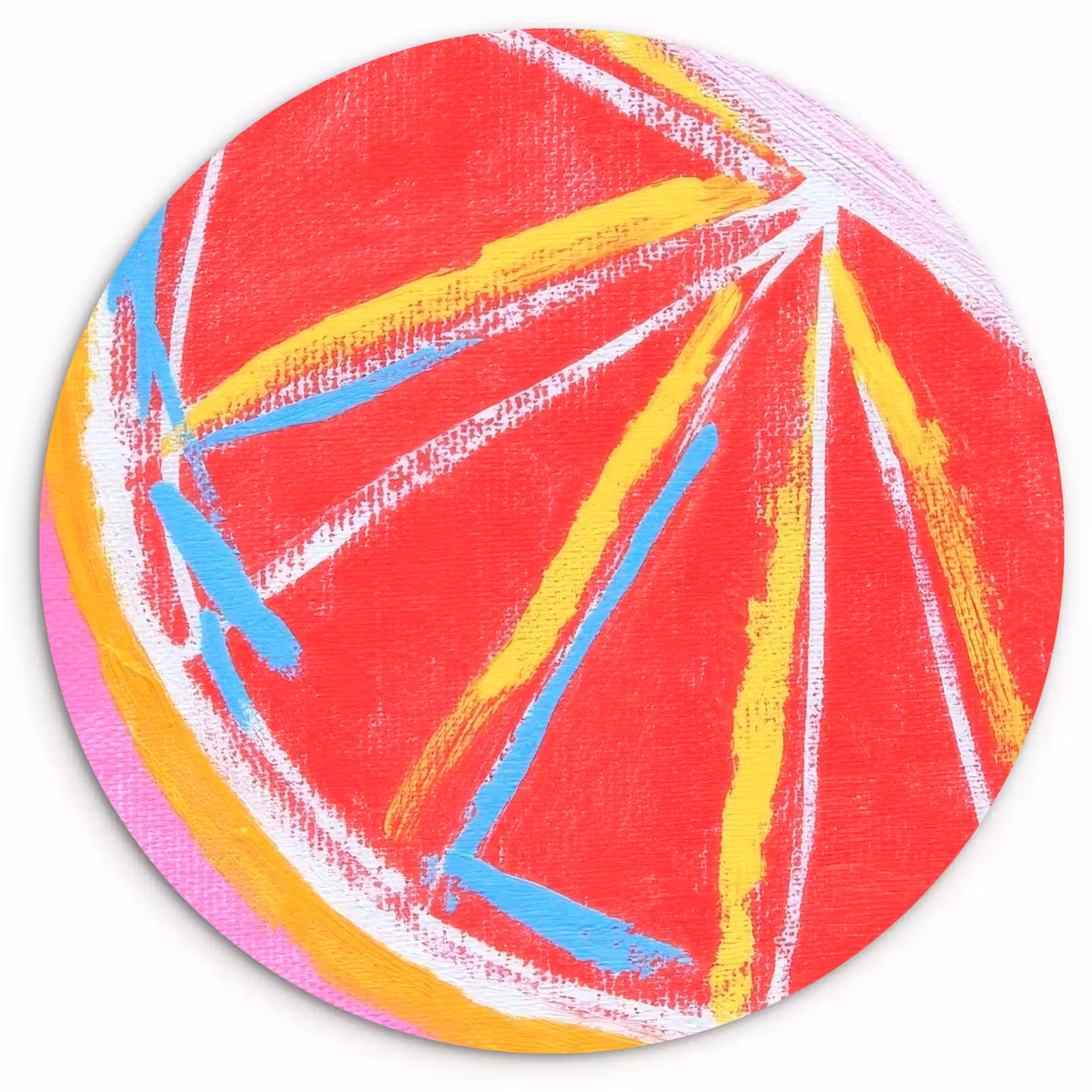 Muurcirkel - Grapefruit - Geschilderd - Roze - Strepen — 1