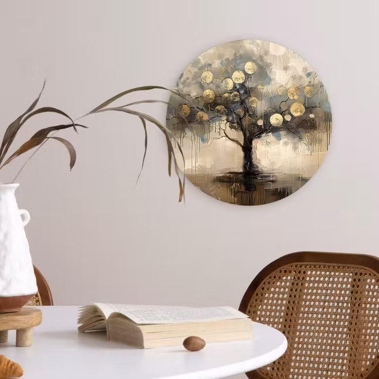Muurcirkel - Beige - Abstract - Boom - Goud — 4