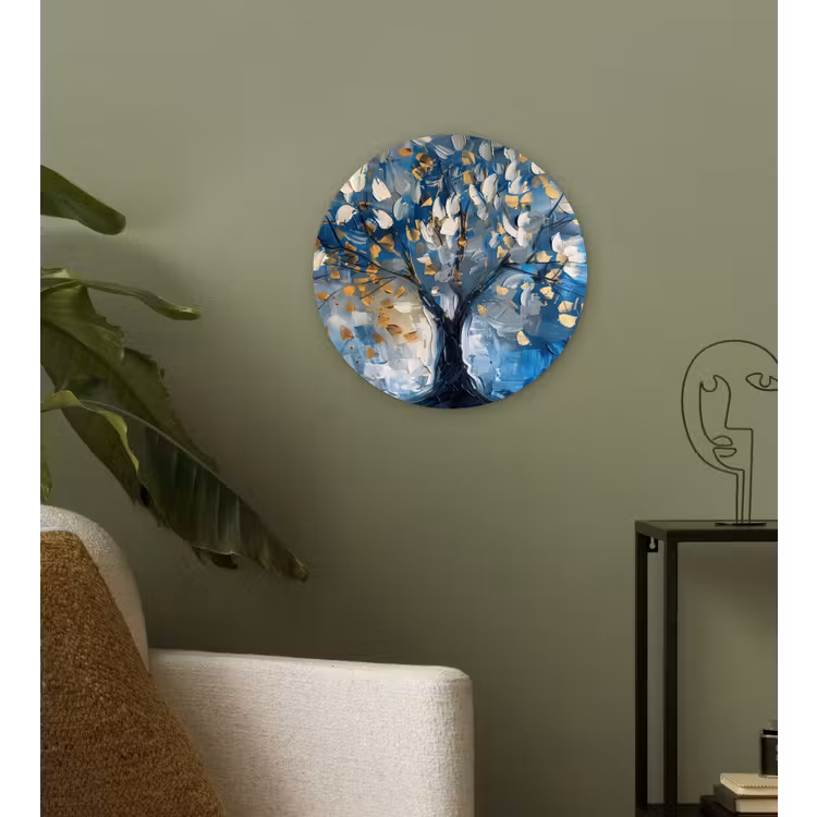Muurcirkel - Boom - Blauw - Goud - Abstract — 3