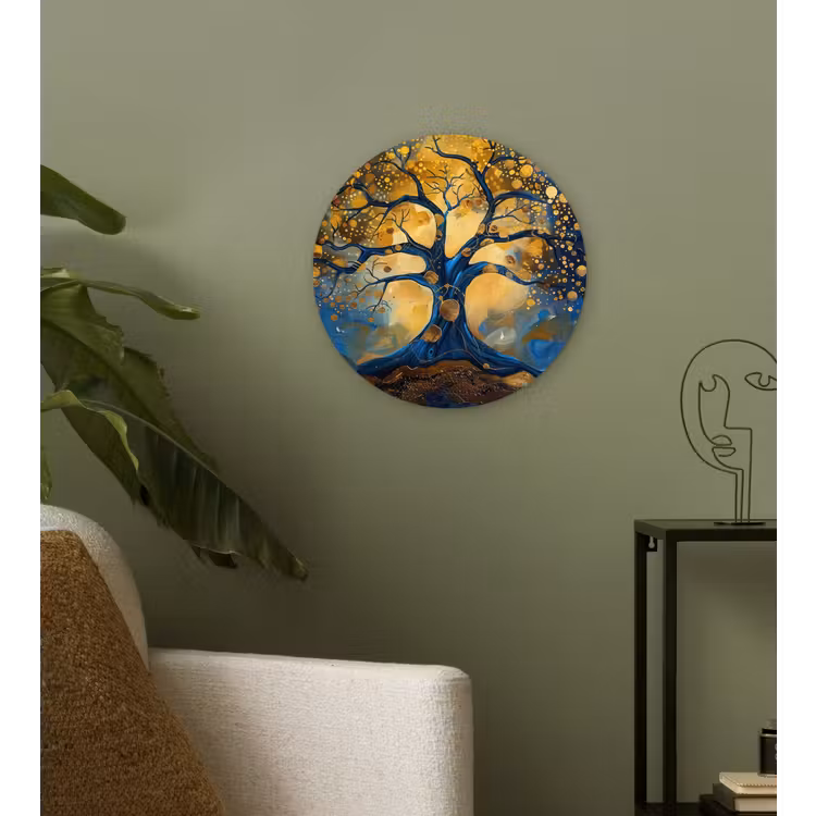 Muurcirkel - Boom - Levensboom - Blauw - Goud — 3