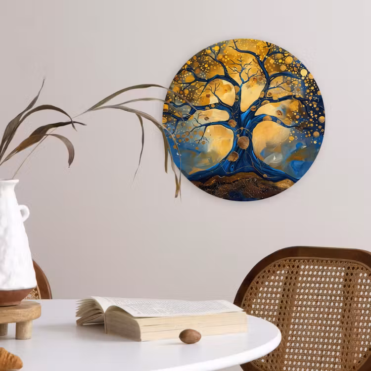 Muurcirkel - Boom - Levensboom - Blauw - Goud — 4