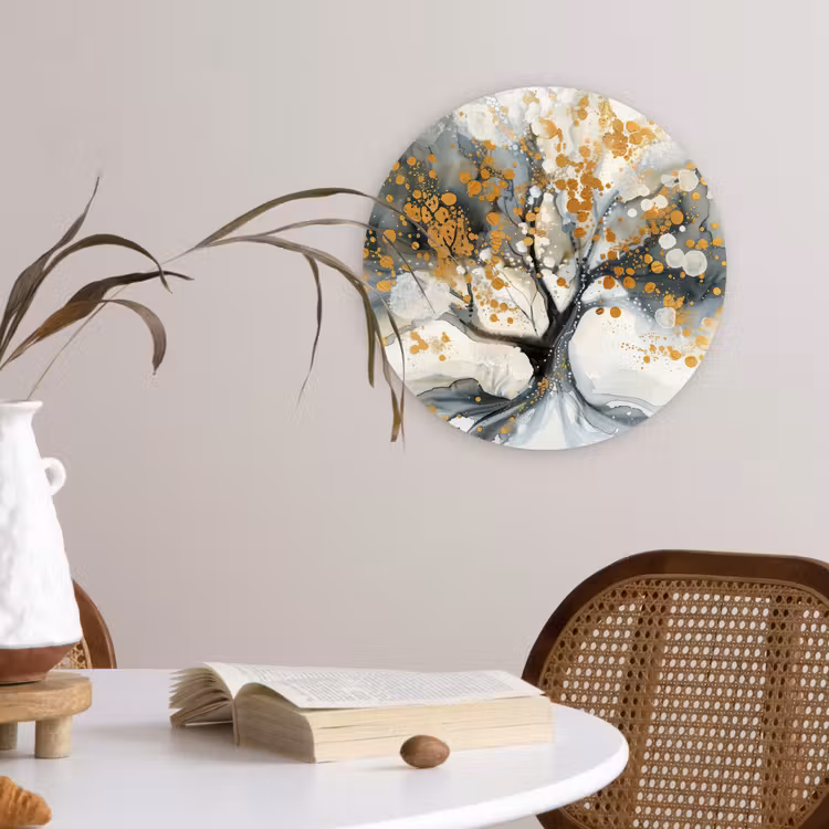 Muurcirkel - Boom - Modern - Abstract - Goud - Zwart - Wit — 4