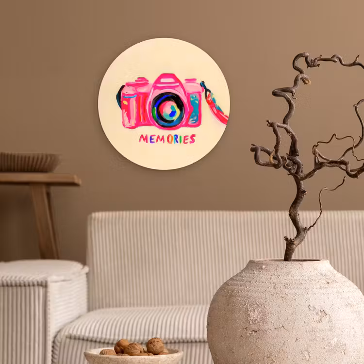 Muurcirkel - Camera - Memories - Roze - Geschilderd — 2