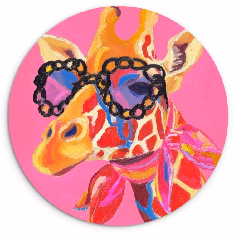 Muurcirkel - Giraf - Roze - Bril - Sjaal — 1