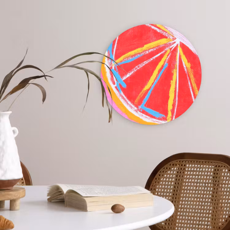 Muurcirkel - Grapefruit - Geschilderd - Roze - Strepen — 4