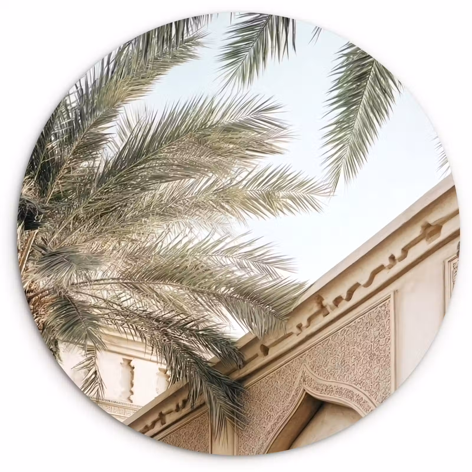 Muurcirkel - Gebouw - Palmbomen - Beige - Zon — 1